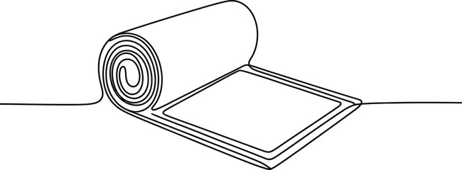 Continuous line drawing of yoga mat. Vector illustration isolated on white background.