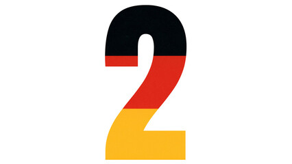 Number two stylized with the colors of the German flag.