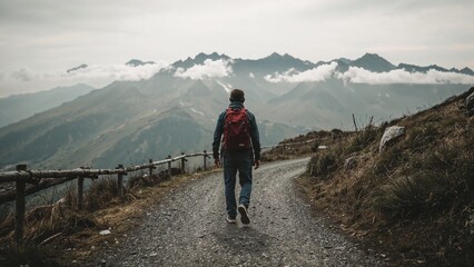 Obraz premium Realistic Photography of Hiking Trails in Mountain Wilderness