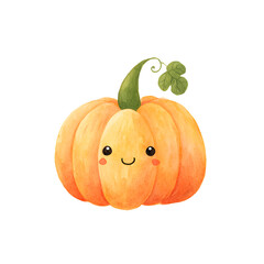 simple watercolor illustration of a cute halloween pumpkin