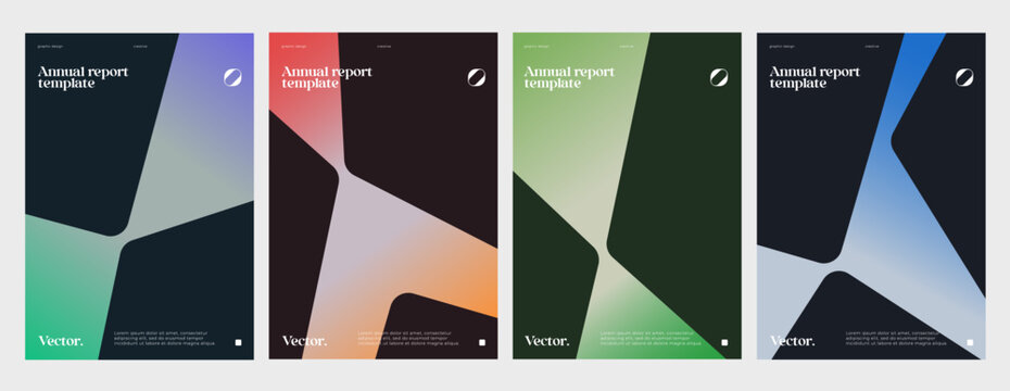 Simple geometric annual report covers set. Minimalist vector templates.	