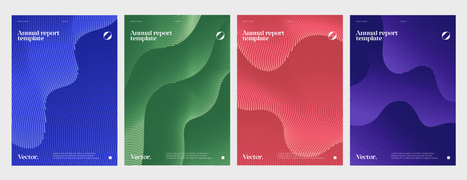 Minimal covers with wavy halftone gradients. Future geometric patterns.