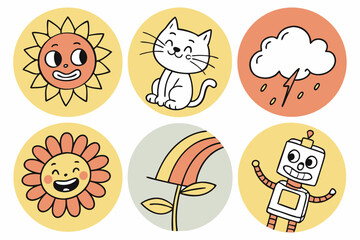 set of funny animals