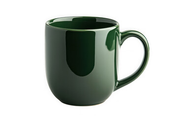 High-resolution green ceramic coffee mug, tea cup, drinkware, kitchenware, tableware, and hot beverage container stock image isolated on transparent background