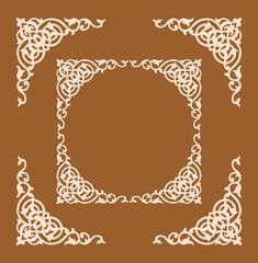 Vector frame with floral elements. Beautiful elegant frame and border, Moroccan arabic style ornaments. For greeting cards.