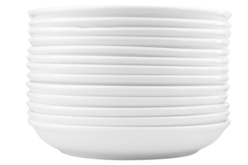 Stackable plates on white background minimal
