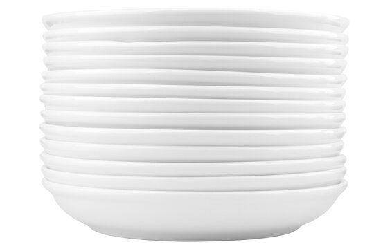 Stackable plates on white background minimal