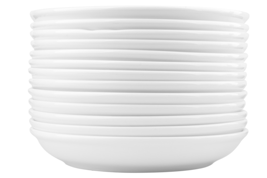 Stackable plates on white background minimal