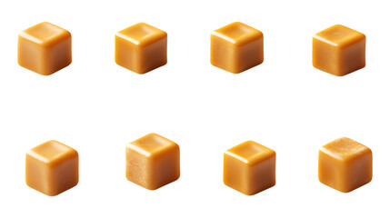 Butterscotch Cubes Delicious Texture  Pattern Background On Transparent Background