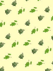 seamless pattern with leaves and bilimbi fruit
