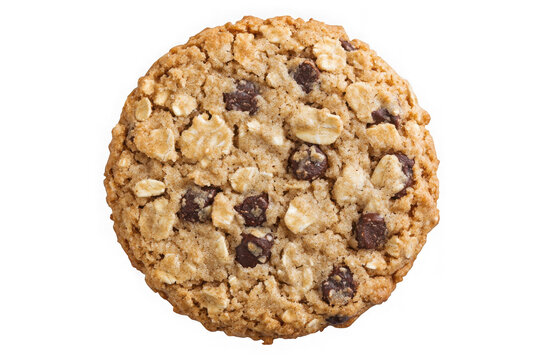 Delicious oatmeal chocolate chip cookie freshly baked dessert food photography sweet treat isolated on transparent background
