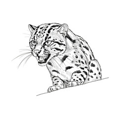 Fishing Cat – Prionailurus viverrinus. Stealthy ocelot sketch reveals a striking wild cat figure boldly. Wildlife illustration concept