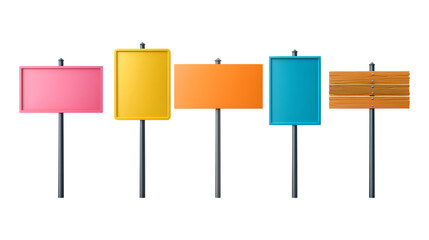 Colorful Blank Signage Marketing Advertising  Design Templates On Transparent Background
