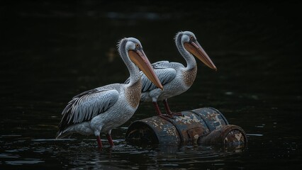 Fototapeta premium Realistic Pelicans Image with Open Beaks and Wildlife Photography in Lahore