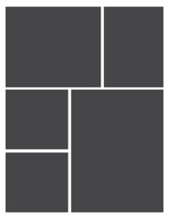 5 Empty geometric photo collage grid rectangle template shape. Modern tiles pattern mosaic for portfolio presentation. Background and photo album for wall mood board.	