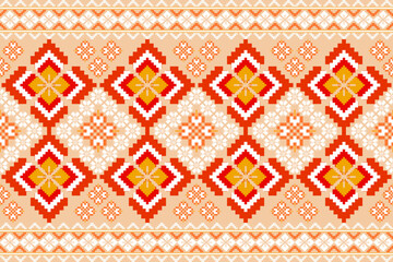 Pixel ethnic pattern oriental traditional. design fabric pattern textile African Indonesian Indian seamless Aztec style abstract vector illustration for print clothing, texture, fabric, wallpaper, dec