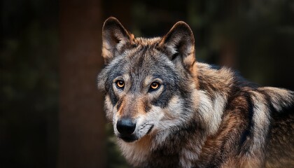 Fototapeta premium fearsome european grey wolf showcasing animal alertness and head features
