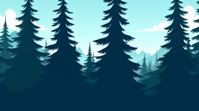 Serene Mountain Forest Landscape Tranquil Evergreen Trees and Misty Peaks