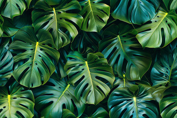 Fototapeta premium Seamless green tropical leaf pattern for modern decor projects