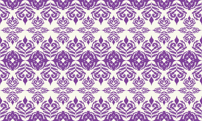 Fototapeta premium Seamless fabric pattern in the shape of a simple flower, beautiful pattern, seamless damask pattern, vector, purple, white background