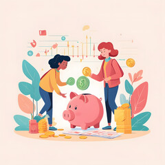 piggy bank and money