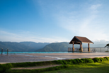 Infinity pool facing mountain view