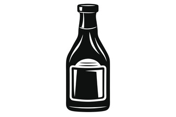 Graphic Silhouette of a Bottle with Label, Ideal for Design and Illustration