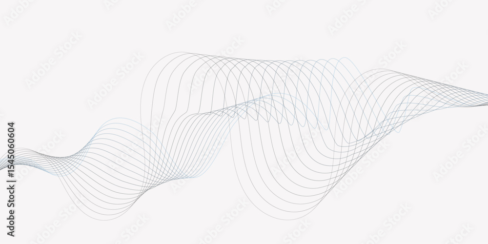 Poster wave flowing diagonally across a bright white background with subtle airy design wavey curve line cr