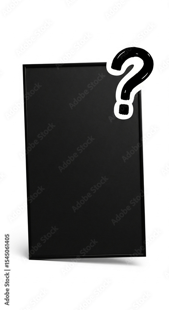 Poster Black textured square frame with a question mark, showcasing blank space ideal for text or advertisement, symbolizing inquiry, mystery, or unknown possibilities