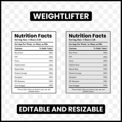 Weightlifter Nutrition Facts

Gym Humor Label

Powerlifting Label Design

Bodybuilding Poster

Strength Training Art

Deadlift Nutrition Label

Bench Press Poster

Squat Day Design

Protein Power Labe