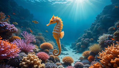 coral reef in the sea/ seahorse at the bottom of the sea 4k pc wallpaper