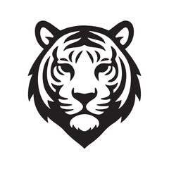 Bold Black and White Tiger Head Vector Illustration