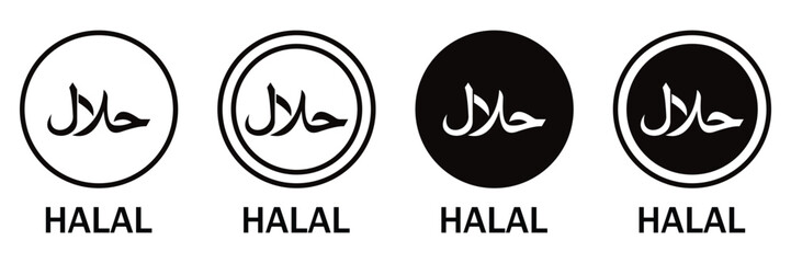 Halal Certified Logo Icon Set – Islamic Food Label, Symbol and Sticker Vector Collection