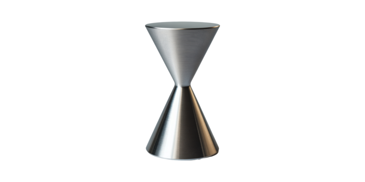 Modern Metallic Hourglass-Shaped Stool. Contemporary Furniture Design And Home Decor Isolated On Transparent Background