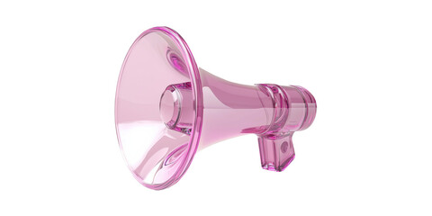 Pink glass megaphone shaped object isolated on transparent background