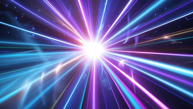 Abstract graphics of blue-violet glowing synchrotron radiation and radiation