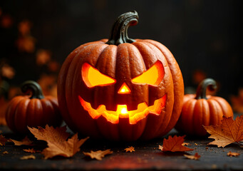 Fototapeta premium halloween pumpkin on a black background