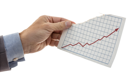 businessman hand holding fail graph