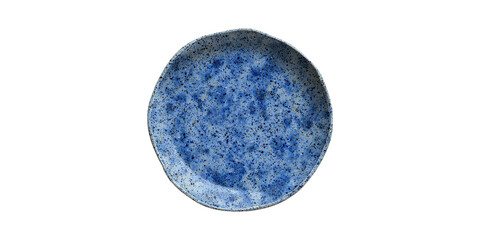 Ceramic Blue Speckled Plate. Artistic Tableware For Dining And Decor Isolated On Transparent Background