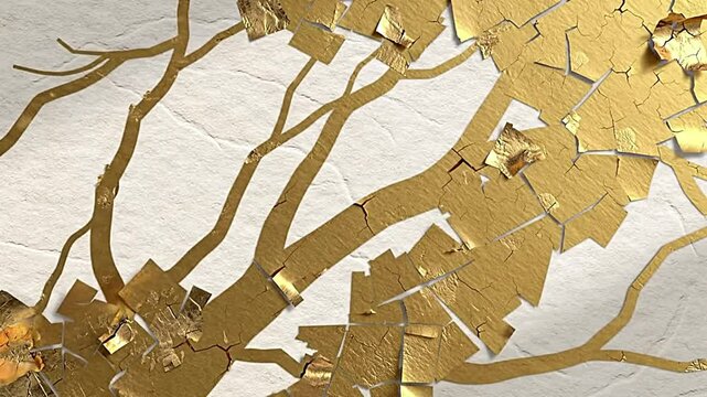 Minimalist Gold Leaf on Craft Paper - Abstract Luxury Animation
