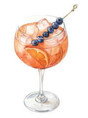 Refreshing Aperol Spritz cocktail with orange and blueberries in a wine glass
