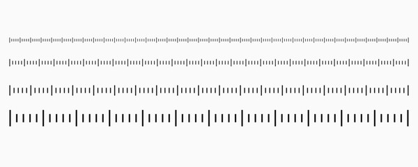 Markup for rulers in different scales isolated on white background. Measuring scale set. Ruler for comparing sizes of objects.