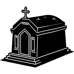 Tomb or Mausoleum Black Silhouette Vector