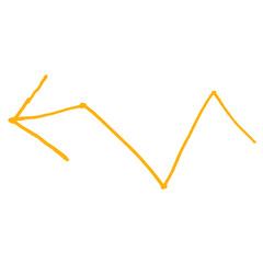 Yellow hand draw arrow in graph shape
