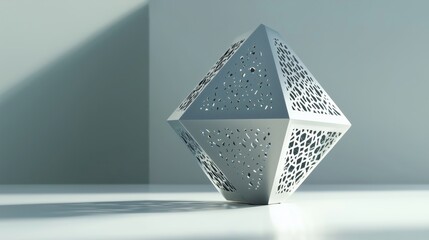 Contemporary Carved Geometric Sculpture with Elegant Lines and Light Reflections in Modern Dcor