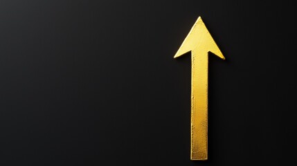 Fototapeta premium Golden Arrow Ascending Against a Dark Backdrop, Symbolizing Progress, Success, and Achievement