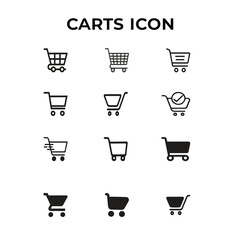Shopping Cart Icon set.A simple black shopping cart icon representing online shopping and retail services.