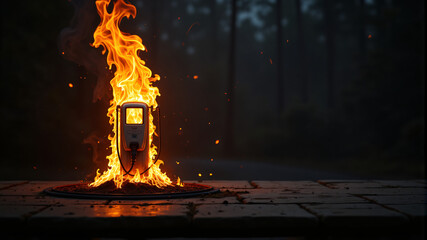 Burning Emergency Alarm in Dark Forest