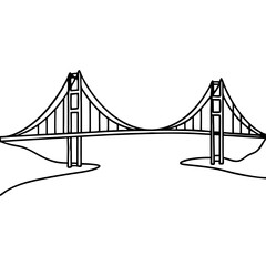Fototapeta premium Suspension bridge with strong cables and tall towers. Bridge design features elegant lines and structural details.