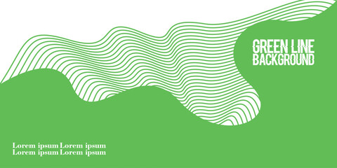 green line Abstract wavy background. Thin line on white